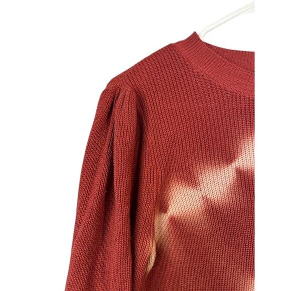 Simply Vera Red Tie Dye Boat Neck Long Cinched Sleeve Knit Sweater Women Sz S - Picture 4 of 7